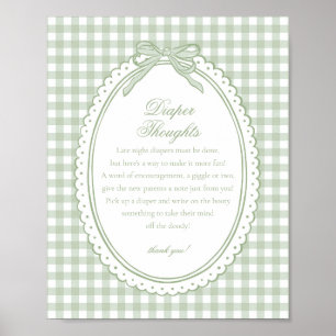 Affiche Vert Gingham Coquette Noeud Culotte Réflexions Béb