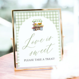 Affiche Vert Gingham Frais du Marché L'amour est doux