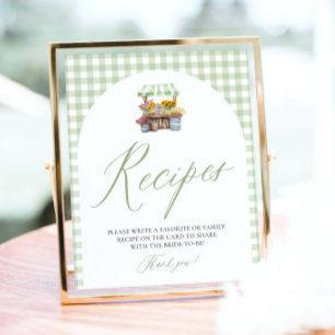 Affiche Vert Gingham Frais du Marché Recettes Douche