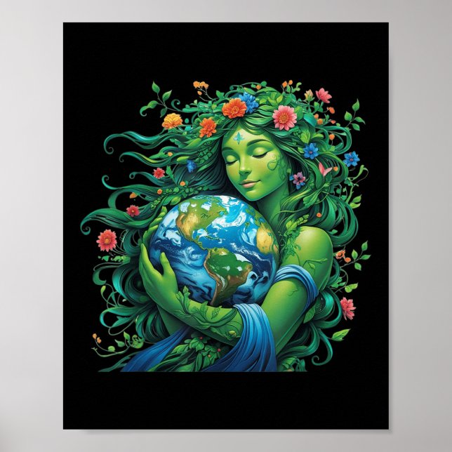 Affiche Vert Mère Nature Jour des terres Terre Mère Planèt (Devant)