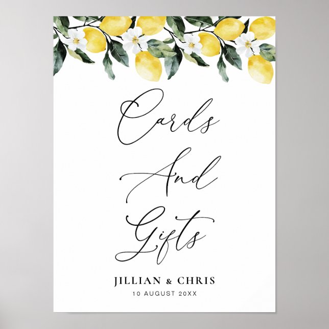 Affiche Vert moderne Lemon Floral Cartes & Cadeaux (Devant)