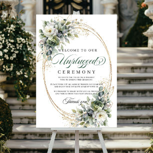 Affiche Vert Or Aquarelle Cérémonie de Mariage Unplugged  