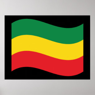 Affiche Vert, or (jaune) et drapeau de couleurs rouges