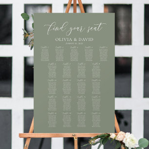 Affiche Vert Sauge 21 Tables Trouvez Votre Place Plan de T