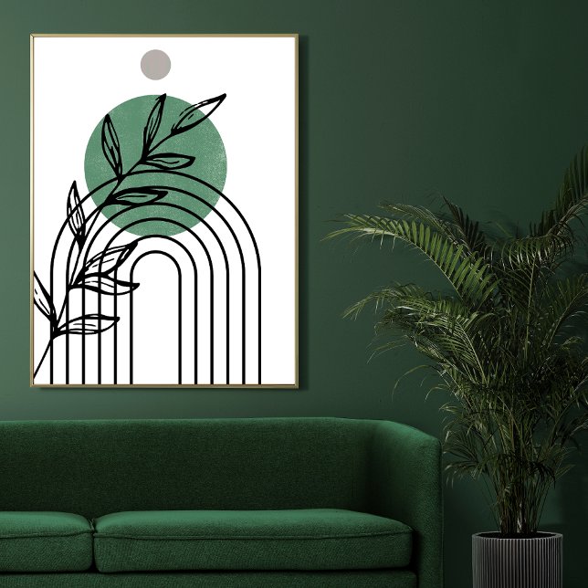 Affiche Vert Sauge Géométrique Botanique Milieu de Siècle (Créateur téléchargé)