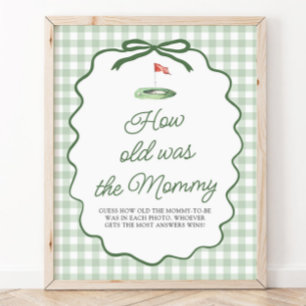 Affiche Vert sauge Gingham de golf Signe de l'âge de Maman