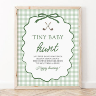 Affiche Vert Sauge Gingham Golf Bébé Tout-Petits Chasse Ba