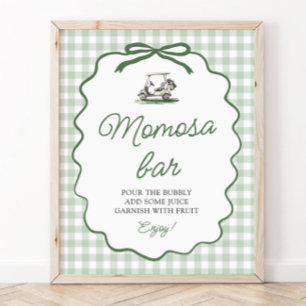 Affiche Vert sauge Gingham Golf Maman Bar Baby Shower