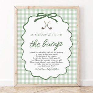 Affiche Vert sauge Gingham Golf Un message du bébé
