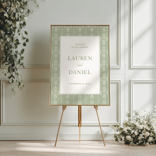 Affiche Vert sauge Mariage de jardin vintage Bienvenue