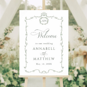 Affiche Vert sauge Mariage moderne classique français Bien