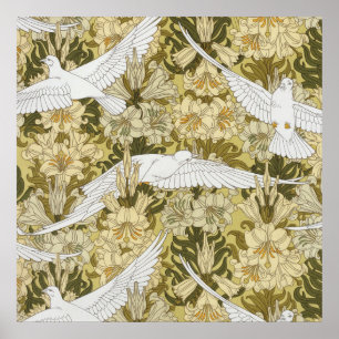 Affiche Vert sauge vintage motif floral Dove & Lily