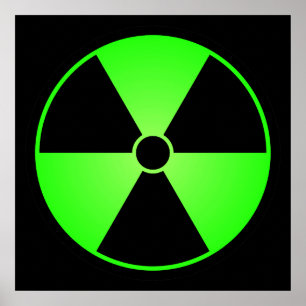 Affiche verte de symbole de rayonnement