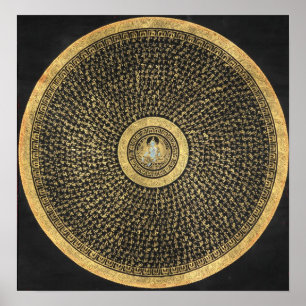 Affiche verte de Thangka de mandala Tara