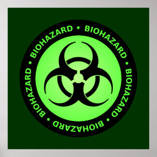 Affiche verte et noire de symbole de Biohazard