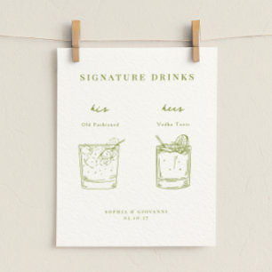 Affiche Verte Moss Verte Minimaliste Signature Boissons