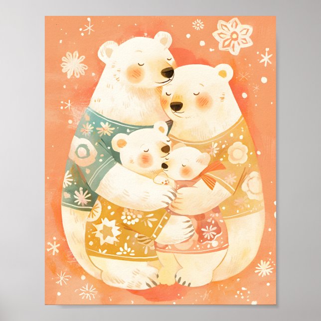Affiche verticale de la famille de ours polaires m (Devant)