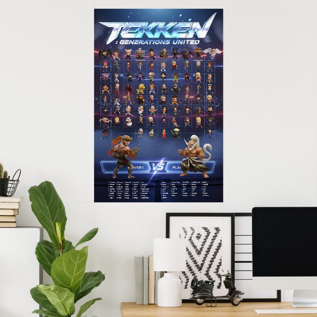 Affiche verticale des personnages chibi de Tekken (Bureau à domicile)