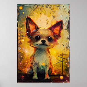 Affiche verticale fantaisiste de chiot Papillon