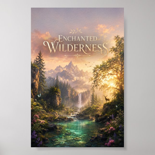 Affiche verticale Forêt Enchantée | Art de cerf (Devant)