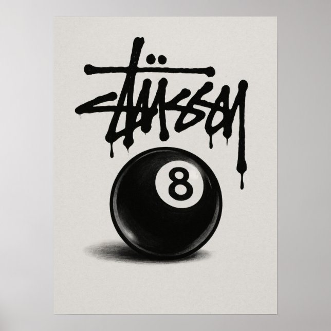 Affiche verticale graffiti 8 Ball (Devant)
