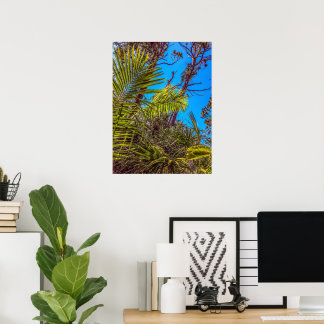 Affiche Verts tropicaux et ciel bleu