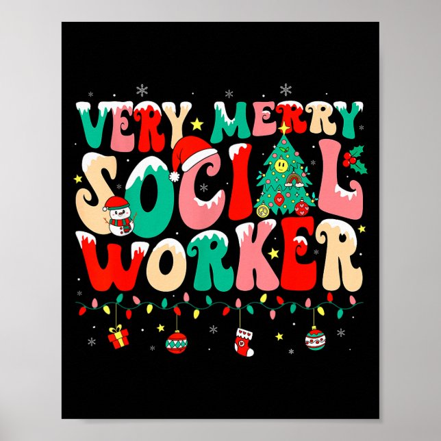 Affiche Very Merry Social Worker Xmas Cool Christmas Socia (Devant)