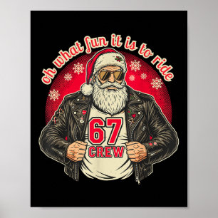 Affiche Veste en cuir de Noël drôle Biker Santa 67 Crew