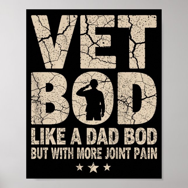 Affiche Vet Bod Like A Dad Bod Funny Military Veteran Dad  (Devant)