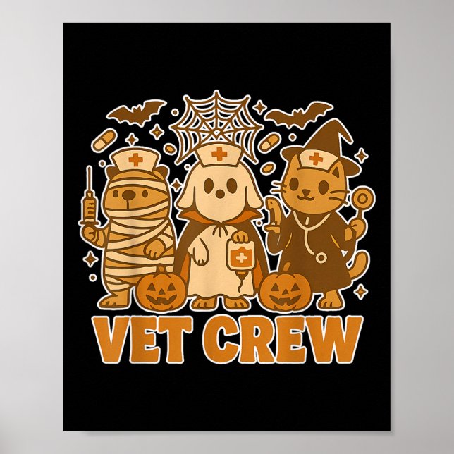 Affiche Vet Crew Costume Halloween Chien Chat Capybara Ani (Devant)