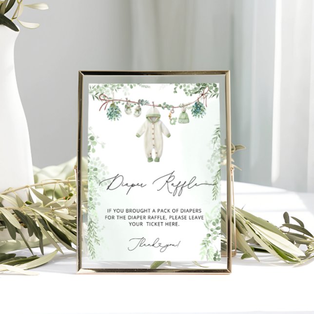 Affiche Vêtements bébé Boho Green Baby shower Déchets Raff (Créateur téléchargé)