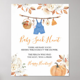 Affiche Vêtements Citrouilles Baby shower bébé Chasse aux 