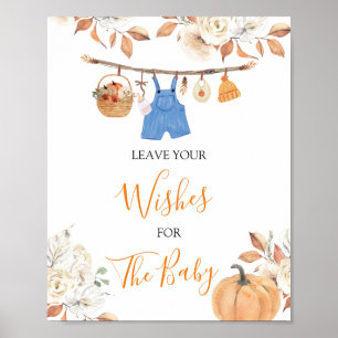 Affiche Vêtements Citrouilles Baby shower Laissez vos dési