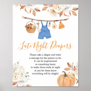 Affiche Vêtements Citrouilles Baby shower tard dans la nui