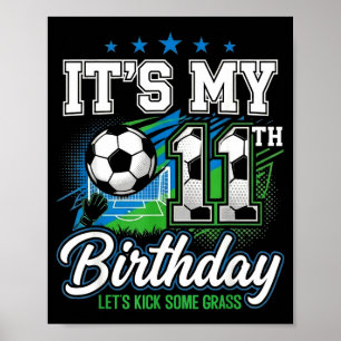 Affiche Vêtements d'anniversaire de football C'est mon 11e