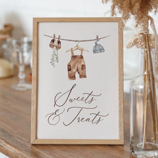 Affiche Vêtements de bébé Baby shower de garçon Douceurs e (Créateur téléchargé)