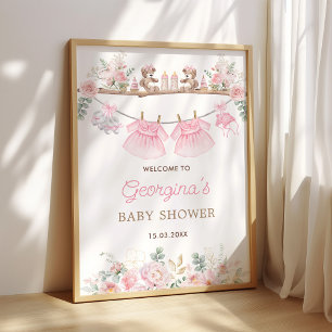 Affiche Vêtements de bébé jumelles filles floral nursery B