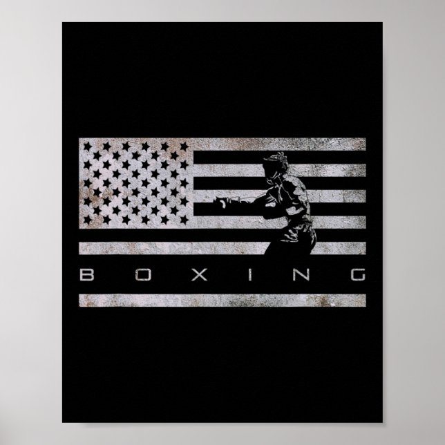 Affiche Vêtements de boîte à drapeau américain - Boxe 1 (Devant)