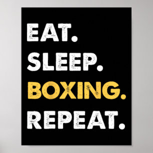 Affiche Vêtements de boxe amusants Mangez Sleep Boxing Rép