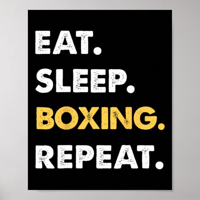Affiche Vêtements de boxe amusants Mangez Sleep Boxing Rép (Devant)