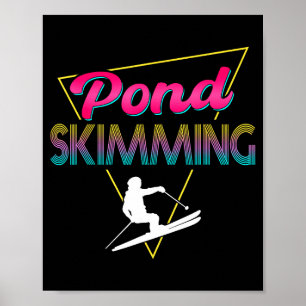 Affiche vêtements de dérapage d'étang rétro 80s skieur d'é