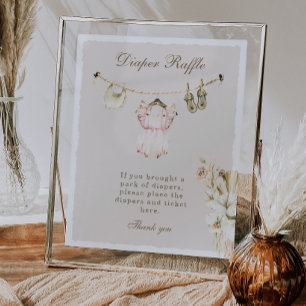 Affiche Vêtements de fille en herbe de Pampas Linge à bébé