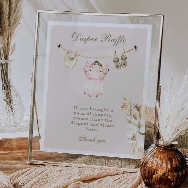 Affiche Vêtements de fille en herbe de Pampas Linge à bébé (Créateur téléchargé)