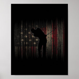 Affiche Vêtements de golf Drapeau Américain - Golf