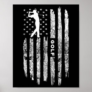Affiche Vêtements de golf Drapeau Américain - Golfeur Golf