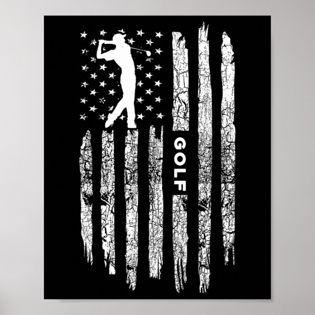 Affiche Vêtements de golf Drapeau Américain - Golfeur Golf (Devant)