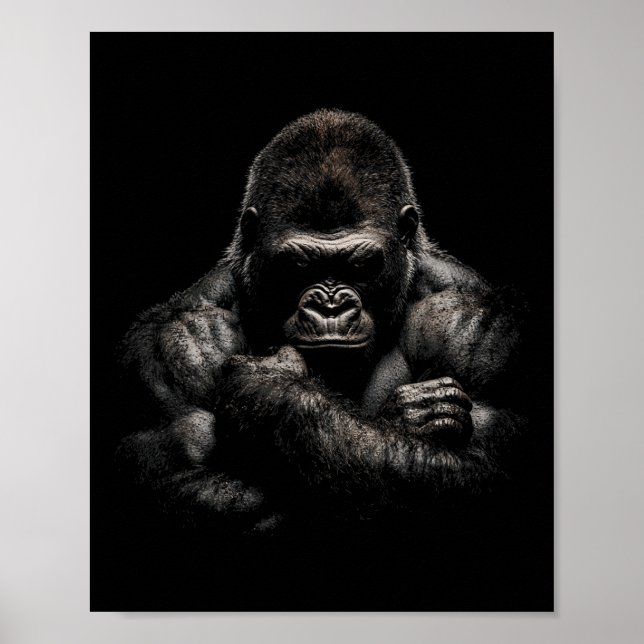 Affiche Vêtements de gym de singe gorille Bodybuilding Wor (Devant)