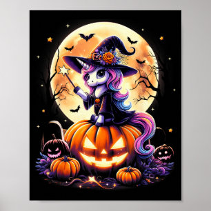 Affiche Vêtements de Halloween Citrouille Sorcière Licorne