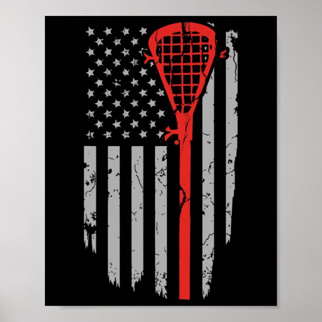 Affiche Vêtements de jeunesse de lacrosse de drapeau améri (Devant)