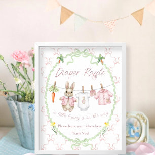 Affiche Vêtements de lapin mignon Corde à linge Baby Showe
